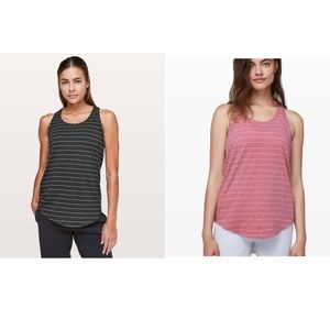 Set of two Lululemon love pleated tanks, dark grey and pink, size 4